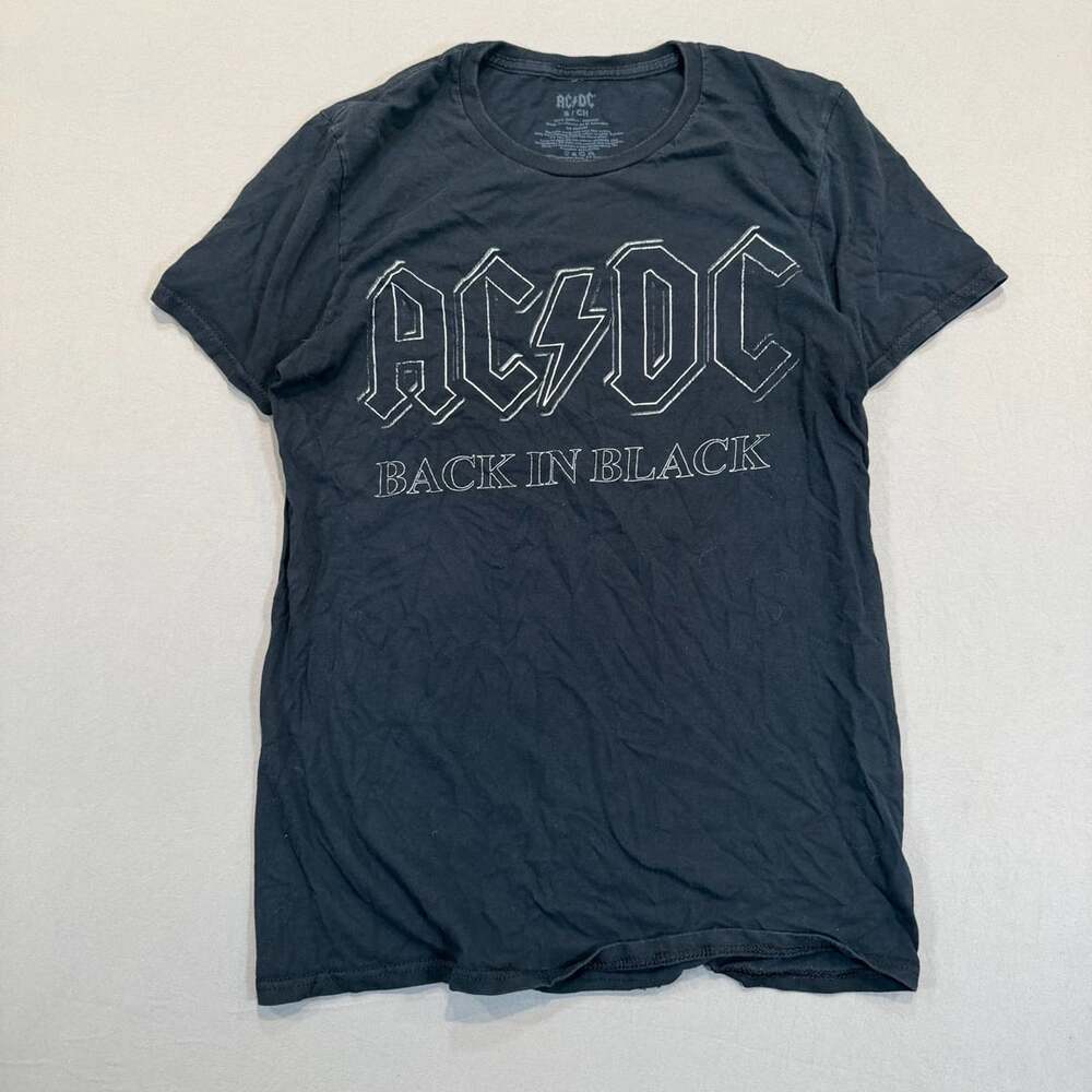 AC/DC Back In Black T-Shirt Size S Black Cotton Band Graphic Tee